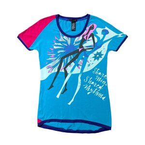 Y2K vintage Custo Barcelona T-shirt Top Colorblock Cartoon Women Art Beach Shop.